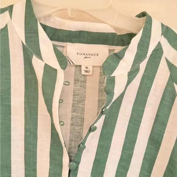POMANDER PLACE Green Stripe Maryse Mini Caftan, size XL from Tuckernuck. - Picture 3 of 8